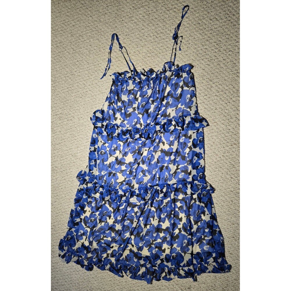 Who What Wear Floral Tiered Midi Dress Blue Black Women's Plus XXL
